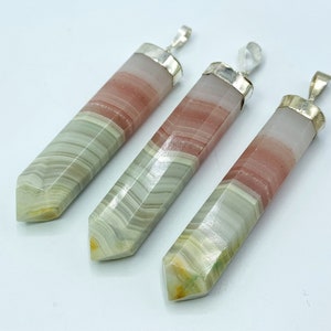 3 Pieces Beautiful Pink Banded Calcite Pendants Sterling With 925 Silver