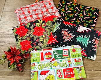Christmas Zipper Pouch | Holiday Gift Bag, Makeup Bag