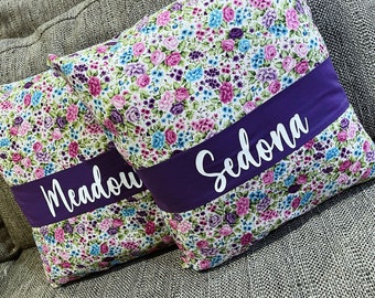 Floral Reading Pillow with Pocket | Personalized Story Time Pillow