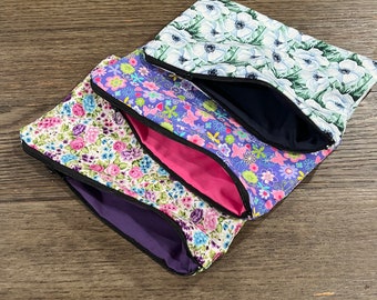 Floral Zipper Pouch | Cotton Pencil Pouch, Kids Gift