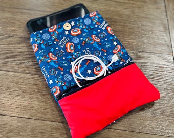 Captain America Tablet Sleeve | Padded iPad Pouch with Zipper Pocket