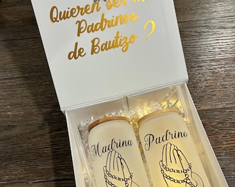 Padrinos proposal box for baptism / caja de propuesta de bautizo para bautizo / quienen ser mis padrinos