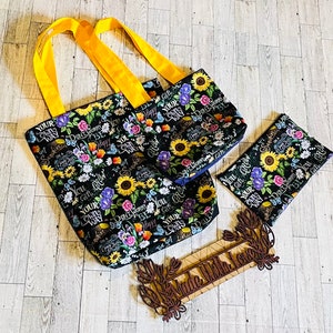 Sunflower tote bag | seasonal tote bag | matching tote purse | shoulder Tote bag | zipper pouch | book Bag | sunflower shoulder purse | tote