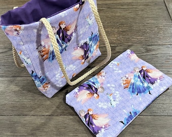 Frozen Cotton Tote Bag & Zipper Pouch Set | Kids Gift