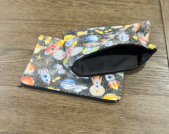 Space zipper pouch | planets pencil pouch |  space print travel pouch | pencil pouch | school supplies bag | school supplies pouch | pouch