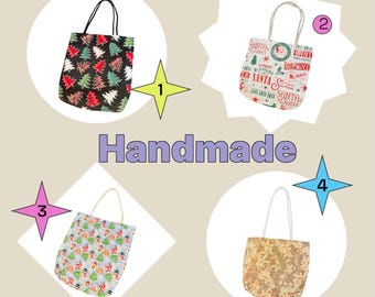 Christmas tote bag / fabric bag / handmade Christmas tote bag