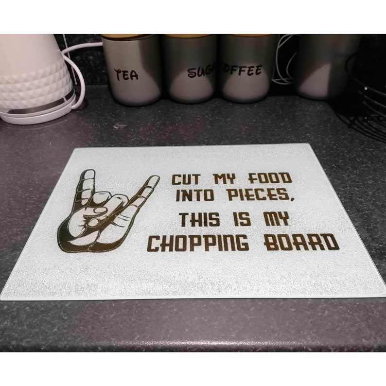 Gothic Cut My Food Into Pieces Glass Chopping Board Last Resort Papa Roach