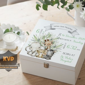 Caja de recuerdo de lujo para bebé niño, caja de madera personalizada, caja de recuerdo para recién nacido, regalo personalizado para bebé, regalo para recién nacido.