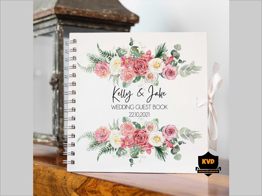Personalised Rose Wedding Guest Book, Photo Album, Memory Book, Elegant ...