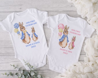 Débardeur Lapin First personnalisé pour la fête des pères : tenue en coton pour bébé