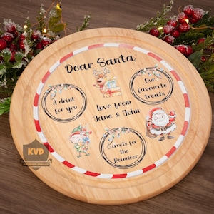 Personalized Santa Treat Board: Christmas Eve Hevea Wood Plate
