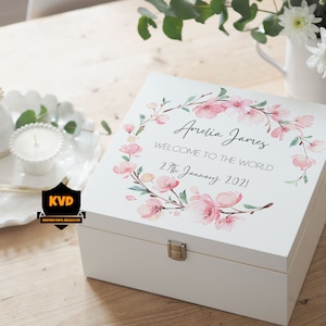 Luxury Baby Girl Keepsake Box, Personalised Wood Baby Keepsake Box, New Baby Keepsake Box, Personalised Baby Gift, Newborn Baby Girl Gift