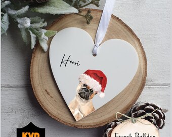 Personalized French Bulldog Christmas Ornament: Dog Bauble Decoration