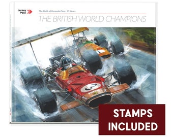 Formula One Coffee Table Book – British World Champions, Stamps Included