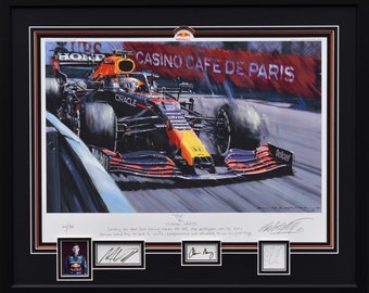 MAX VERSTAPPEN - Framed Collector&#39;s Edition - Nicholas Watts - Formula 1 World Champion - F1 Racing Wall Art Poster