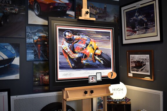 アート・デザイン・音楽 AMERICAN RACER Barry Sheene Signed Art Print – Suzuki RG500 Motorcycle, Nicholas