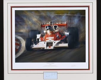 DEFENDING CHAMPION - James Hunt 1977 Tribute - Framed Collector's Piece by Paul Dove
