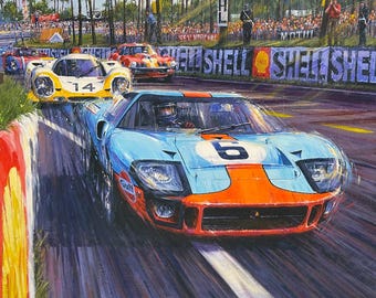 BLUE THUNDER – Le Mans 1969 Gulf-Ford GT40 Limited Art Prints by Nicholas Watts