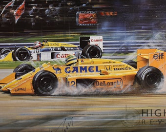 TRIPLE CHAMPION - Rare Limited Edition Print by Nicholas Watts - Signed by Senna & Piquet