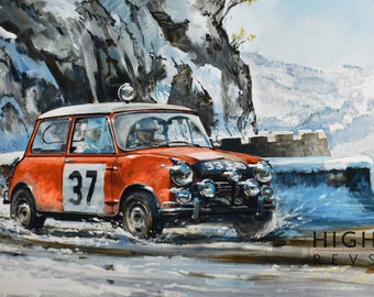 The Legend of Monte Carlo - Limited Edition Print - Famous Rally Driver - Iconic Mini Cooper S - Artwork by Keith Burns