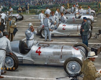 Silver Arrows Motorsport Art Print – 1937 British Grand Prix by James Dietz