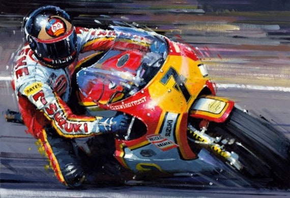 Barry Sheene Signed Art Print – Suzuki RG500 Motorcycle, Nicholas