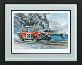 Paddy Hopkirk Mini Cooper S Print – Monte Carlo Rally, Keith Burns Artwork