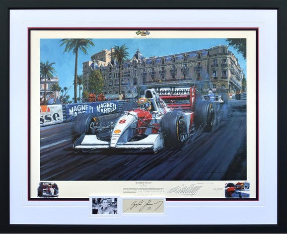 Ayrton Senna Monaco 1993 Framed Art Print – Signed Nicholas Watts