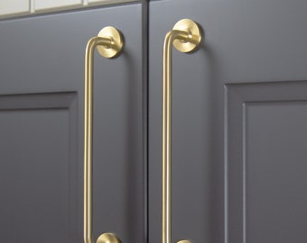 Vintage Brass Solid Handle Gold Kitchen Handle IKEA Wardrobe Handle