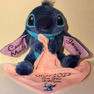 Personalised Stitch or Angel, Stitch, lilo and Stitch, Birthday, Ohana, Birthday, Christmas, Soft toy, New baby, Comforter, snuggie, baby