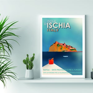 Poster de voyage vintage Ischia, Italie - Poster / Idée cadeau / Déco murale
