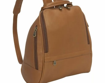 Le Donne Leather U Zip Mid Size Women's Backpack Purse Shoulder Bag Sling