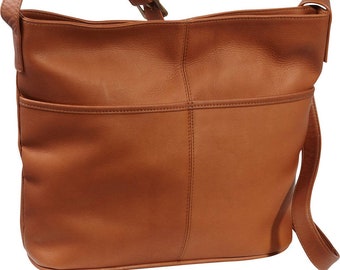 Le Donne Leather Two Slip Pocket Shoulder Bag Handbag Purse Crossbody Full Grain Colombian Leather Bag for Women