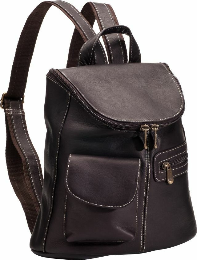 Le Donne Leather Classic Multi-Pocket Backpack - 15\" Full-Grain Colombian Leather, Black - View #2