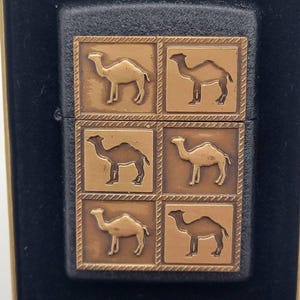 1994 Zippo Camel Herd Black Crackle Brass Raised Emblem Sealed image 1