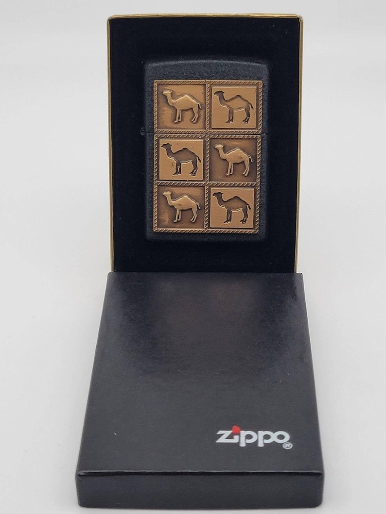 1994 Zippo Camel Herd Black Crackle Brass Raised Emblem Sealed image 2
