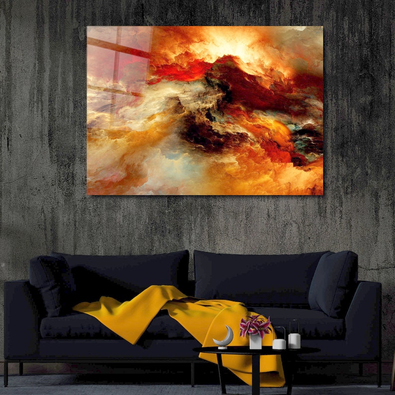 Tempered Glass Wall Art Abstract Art Home Decor Gift Large Etsy