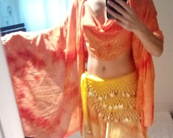 Belly Dance Costume Golden Orange