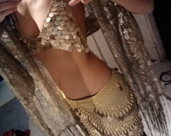 Belly Dance Costume Golden Sparkles