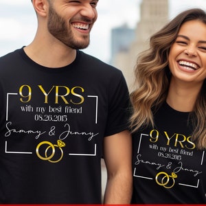 Anniversary Date Shirts For Couple, Personalized Matching Valentines Day Shirt for him and Her, Years Together Husband And Wife tee
