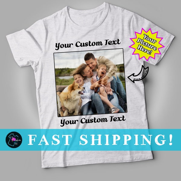 Custom Picture Shirt Custom Photo Print T-shirt With Your Own Photo And Custom Text Personalized Tshirt Family Photo Shirt Christmas photo
