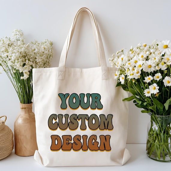 Custom Canvas Tote Bag- Personalized Logo Wholesale Bag- Bulk Trade Show Giveaway Gift- Business Event Promotional Product- Brand Logo Print