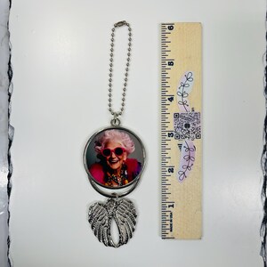Personalized Photo Memorial Gift- Car Decor Charm- Picture memory Angel Wings- Rear View mirror Photo Keychain- Grandma Memorial Keepsake image 9