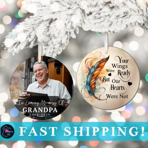 Personalized Photo Memorial Keepsake- Christmas Ornament for Loss of Grandfather- Memory Of Grandpa Picture Sympathy Gift for Loss of Papa