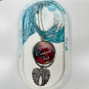 Personalized Photo Memorial Gift- Car Decor Charm- Picture memory Angel Wings- Rear View mirror Photo Keychain- Grandma Memorial Keepsake image 3