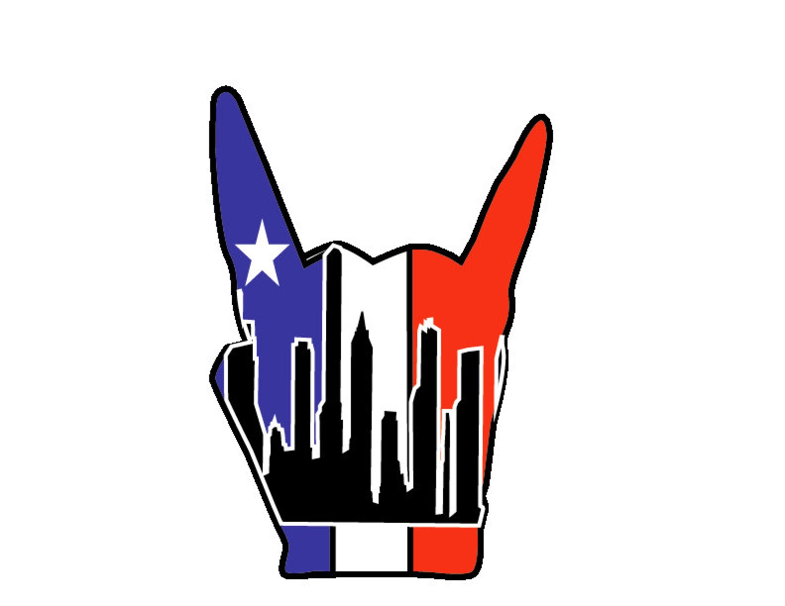 Houston Hand sign with skyline and Texas colors Etsy