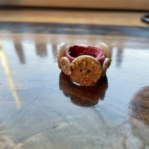 Multi Button Pink and White Ring