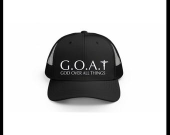 G.O.A.T. Trucker Hat – God Over All Things with embroidered logo