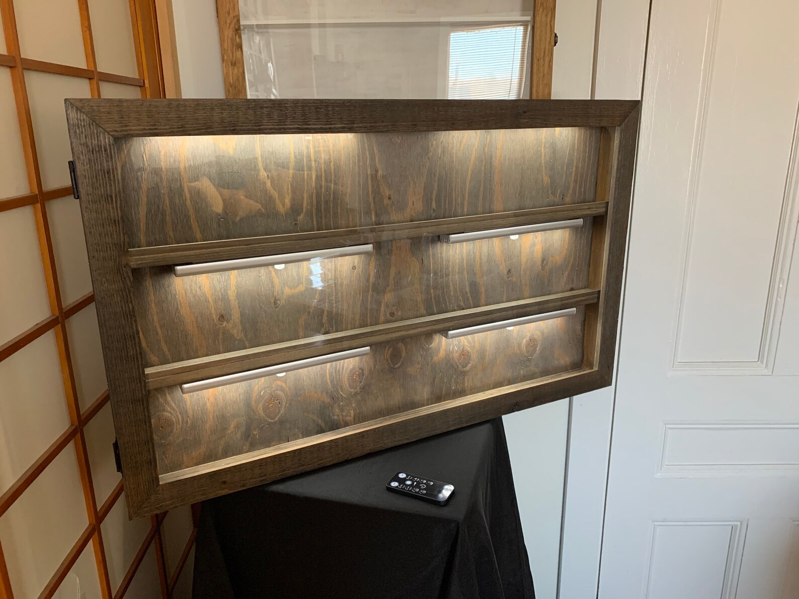 Rustic Cedar Lighted Trading Card Display Case Etsy