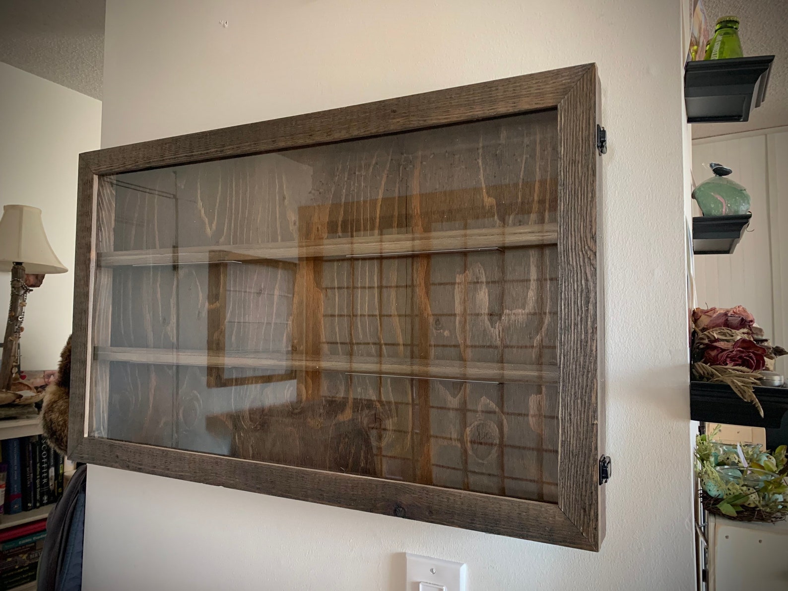 Rustic Cedar Lighted Trading Card Display Case Etsy